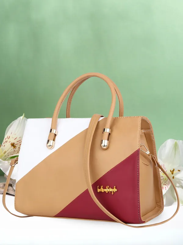 Beige_PU_Leather_Closure_Zip_Handbag_For_Women_(_30_*_23_*_14_Cm)