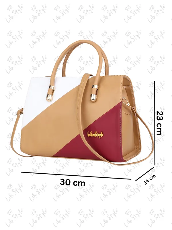 Beige_PU_Leather_Closure_Zip_Handbag_For_Women_(_30_*_23_*_14_Cm)