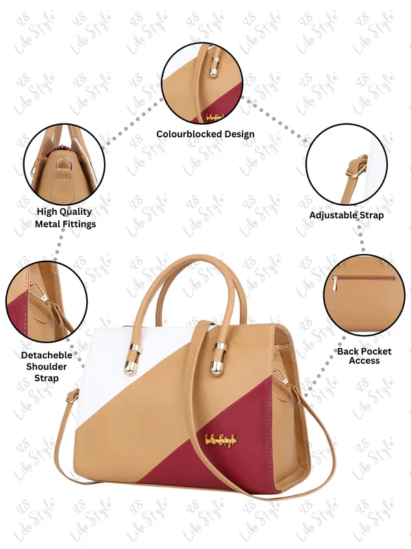 Beige_PU_Leather_Closure_Zip_Handbag_For_Women_(_30_*_23_*_14_Cm)