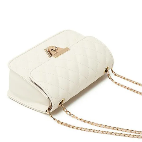 White_PU_Leather_Closure_Flap_Sling_Bag_(_24_*_17_*_8_Cm)