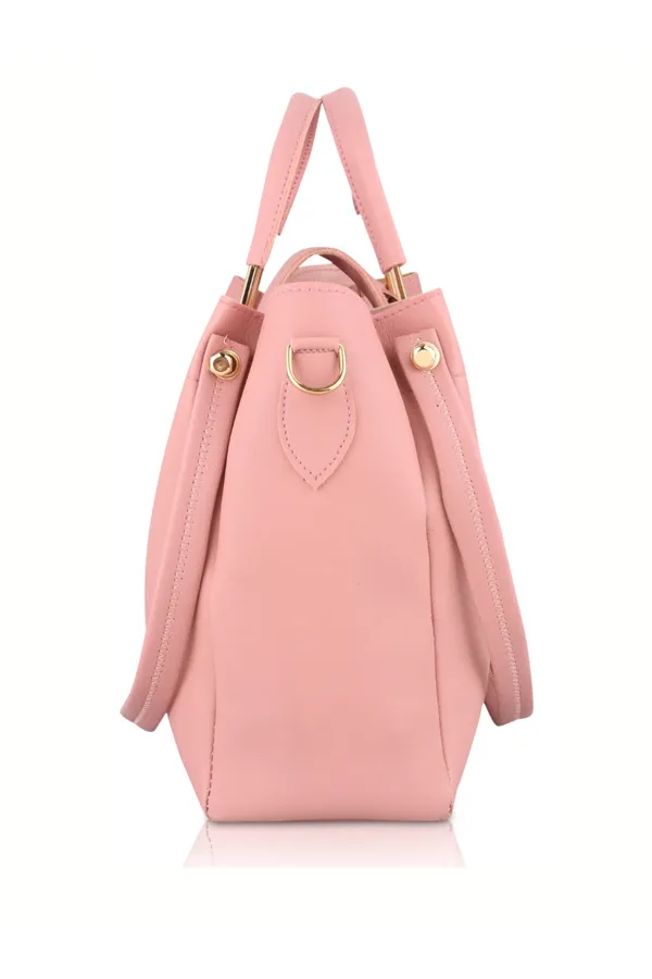 Pink_PU_Leather_Closure_Flap_&_Zip_Sling_Bag_Set_Of_2_(_29_*_23_*_9_Cm)