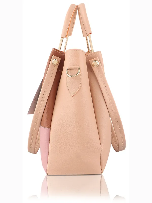Beige_PU_Leather_Closure_Zip_Sling_Bag_Set_Of_2_(_29_*_23_*_9_Cm)