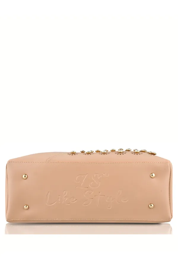 Beige_PU_Leather_Closure_Flap_&_Zip_Handheld_Set_Of_3_(_29_*_23_*_9_Cm)
