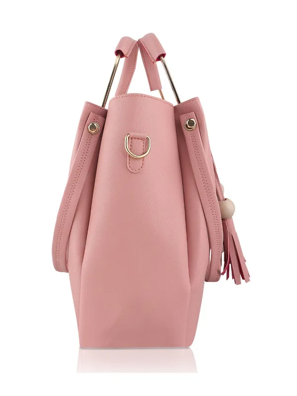 Pink_PU_Leather_Closure_Flap_&_Zip_Handheld_Set_Of_3_(_29_*_23_*_9_Cm)