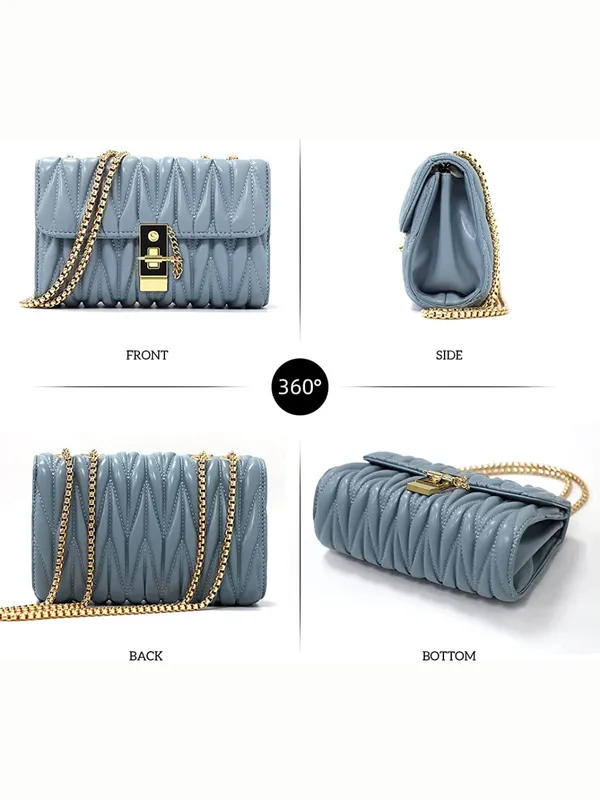 Grey_PU_Leather_Closure_Flap_Sling_Bag_(_24_*_17_*_8_Cm)