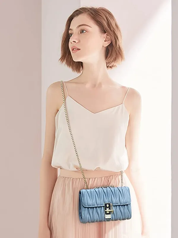 Grey_PU_Leather_Closure_Flap_Sling_Bag_(_24_*_17_*_8_Cm)