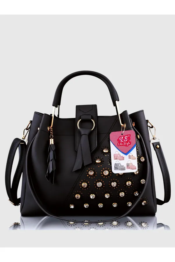 Black_PU_Leather_Closure_Flap_&_Zip_Shoulder_Bag_(_29_*_23_*_9_Cm)