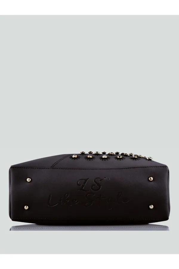 Black_PU_Leather_Closure_Flap_&_Zip_Shoulder_Bag_(_29_*_23_*_9_Cm)