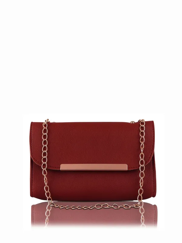Maroon_PU_Leather_Closure_Zip_Shoulder_Bag_Set_Of_3_(_29_*_23_*_9_Cm)