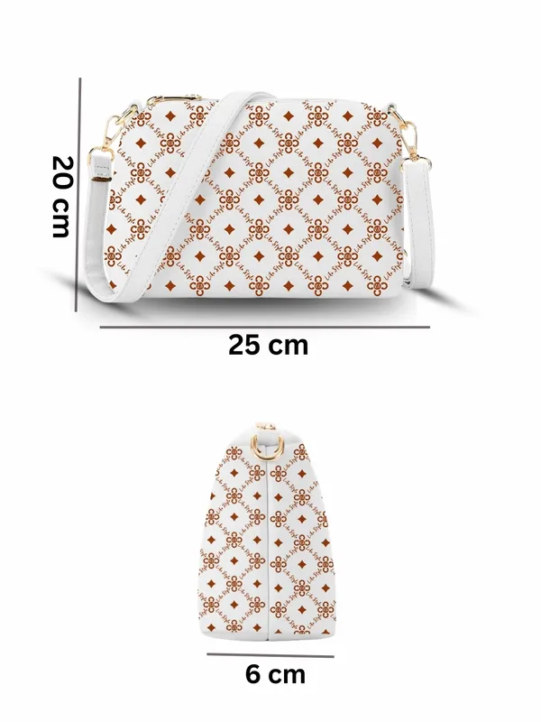 White_PU_Leather_Closure_Zip_Sling_Bag_For_Women_(_25_*_20_*_5_Cm)