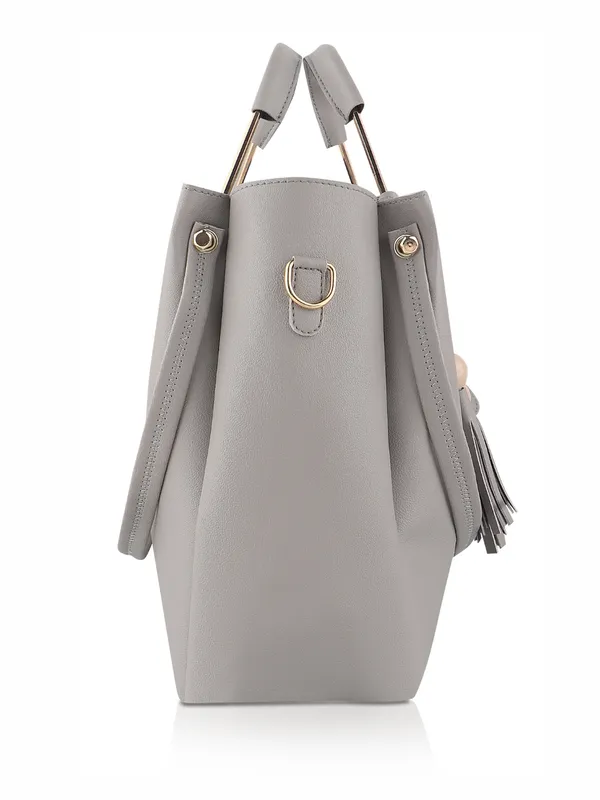 Grey_PU_Leather_Closure_Flap_&_Zip_Sling_Bag_Set_Of_2_(_29_*_23_*_9_Cm)