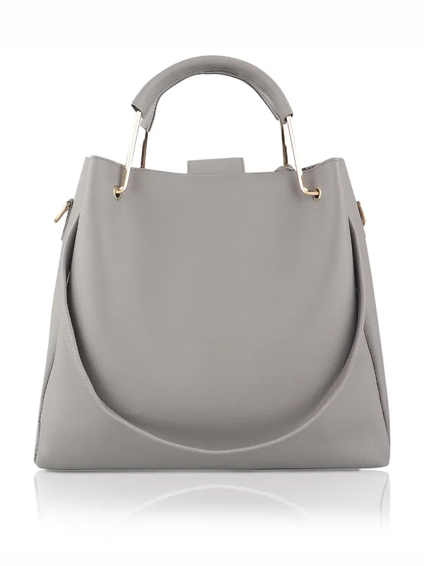 Grey_PU_Leather_Closure_Flap_&_Zip_Sling_Bag_Set_Of_2_(_29_*_23_*_9_Cm)