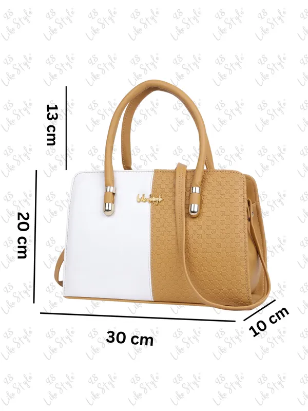 Beige_PU_Leather_Closure_Zip_Handbag_For_Women_(_30_*_23_*_14_Cm)