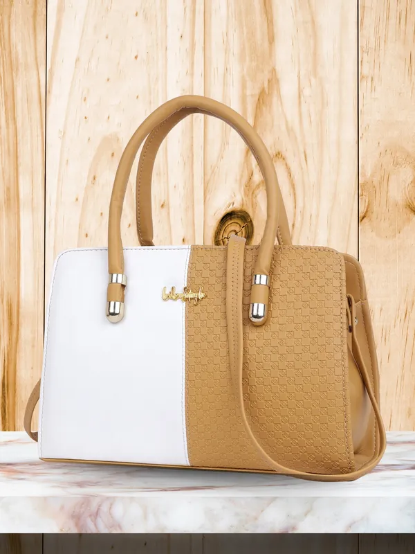 Beige_PU_Leather_Closure_Zip_Handbag_For_Women_(_30_*_23_*_14_Cm)