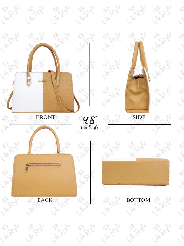 Beige_PU_Leather_Closure_Zip_Handbag_For_Women_(_30_*_23_*_14_Cm)