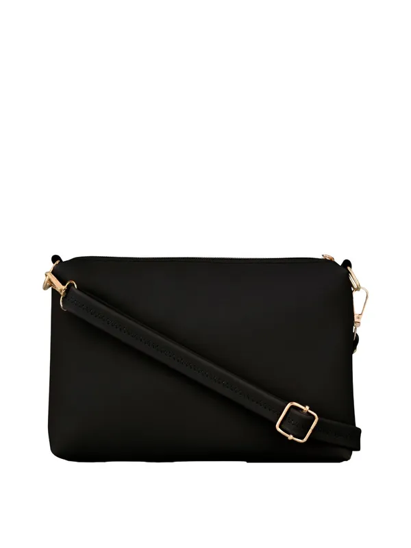 Black_PU_Leather_Closure_Zip_Shoulder_Bag_Set_Of_3_(_29_*_23_*_9_Cm)