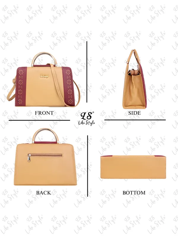 Beige_PU_Leather_Closure_Zip_Handbag_For_Women_(_30_*_20_*_10_Cm)