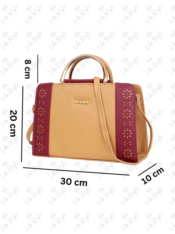 Beige_PU_Leather_Closure_Zip_Handbag_For_Women_(_30_*_20_*_10_Cm)