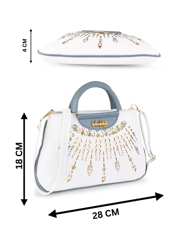 White_PU_Leather_Closure_Zip_Sling_Bag_For_Women_(_28_*_18_*_4_Cm)