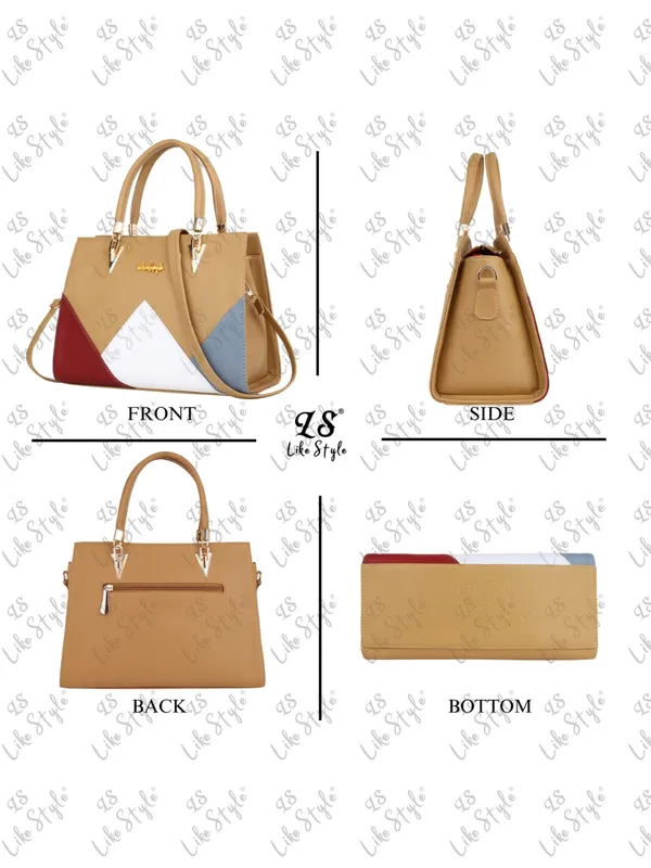 Beige_PU_Leather_Closure_Zip_Handbag_For_Women_(_30_*_23_*_14_Cm)