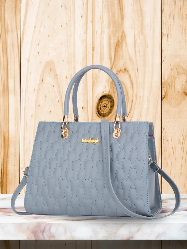 Grey_PU_Leather_Closure_Zip_Handbag_For_Women_(_30_*_23_*_14_Cm)