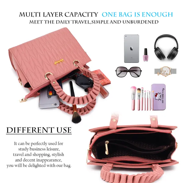 Pink_PU_Leather_Closure_Zip_Handbag_For_Women_(_30_*_23_*_14_Cm)