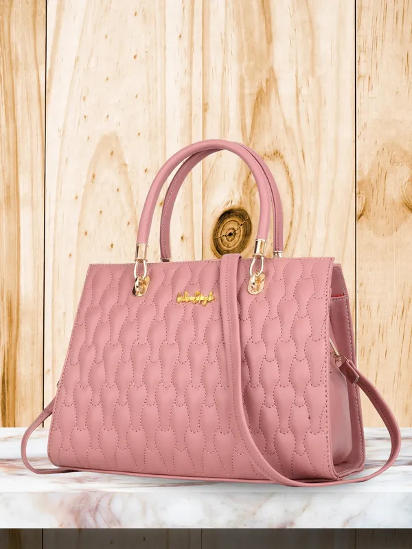 Pink_PU_Leather_Closure_Zip_Handbag_For_Women_(_30_*_23_*_14_Cm)