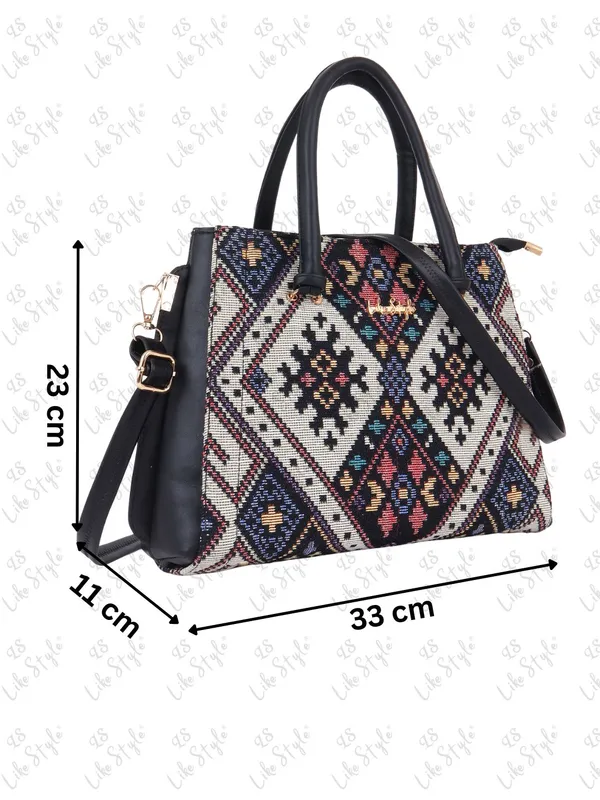 Black_Jute_&_PU_Leather_Closure_Zip_Shoulder_Bag_(_33_*_23_*_11_Cm)