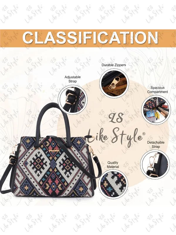 Black_Jute_&_PU_Leather_Closure_Zip_Shoulder_Bag_(_33_*_23_*_11_Cm)