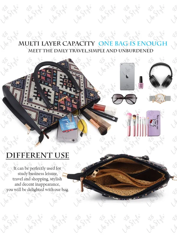 Black_Jute_&_PU_Leather_Closure_Zip_Shoulder_Bag_(_33_*_23_*_11_Cm)