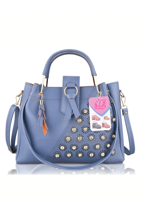 Blue_PU_Leather_Closure_Flap_&_Zip_Sling_Bag_Set_Of_2_(_29_*_23_*_9_Cm)