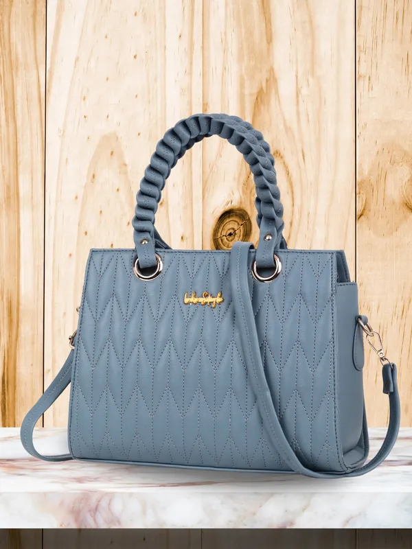 Grey_PU_Leather_Closure_Zip_Handbag_For_Women_(_30_*_23_*_14_Cm)