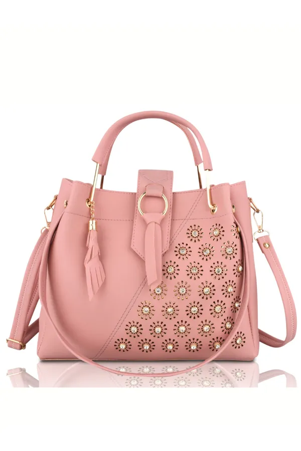 Pink_PU_Leather_Closure_Flap_&_Zip_Handheld_Set_Of_3_(_29_*_23_*_9_Cm)