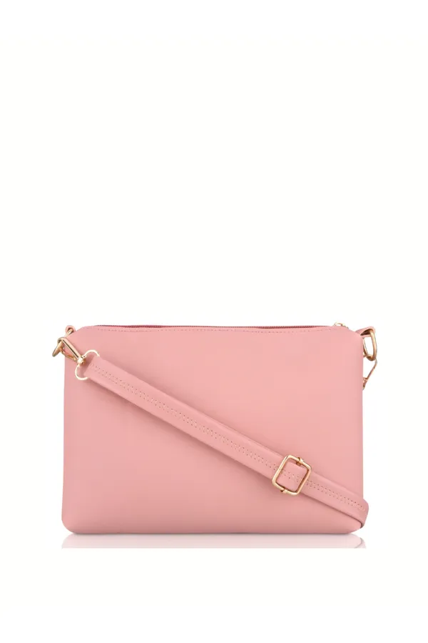 Pink_PU_Leather_Closure_Flap_&_Zip_Handheld_Set_Of_3_(_29_*_23_*_9_Cm)