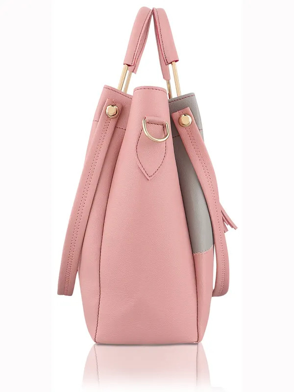 Pink_PU_Leather_Closure_Zip_Shoulder_Bag_Set_Of_3_(_29_*_23_*_9_Cm)