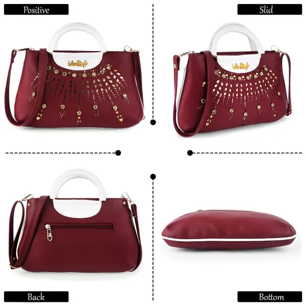 Maroon_PU_Leather_Closure_Zip_Sling_Bag_For_Women_(_28_*_18_*_4_Cm)