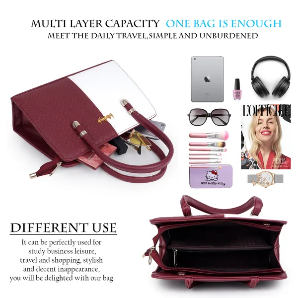Maroon_PU_Leather_Closure_Zip_Handbag_For_Women_(_30_*_23_*_14_Cm)