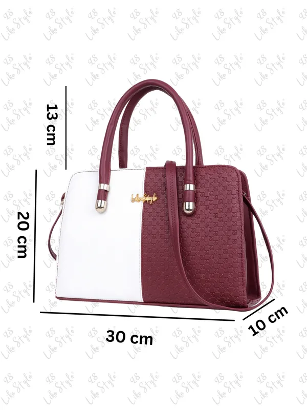 Maroon_PU_Leather_Closure_Zip_Handbag_For_Women_(_30_*_23_*_14_Cm)