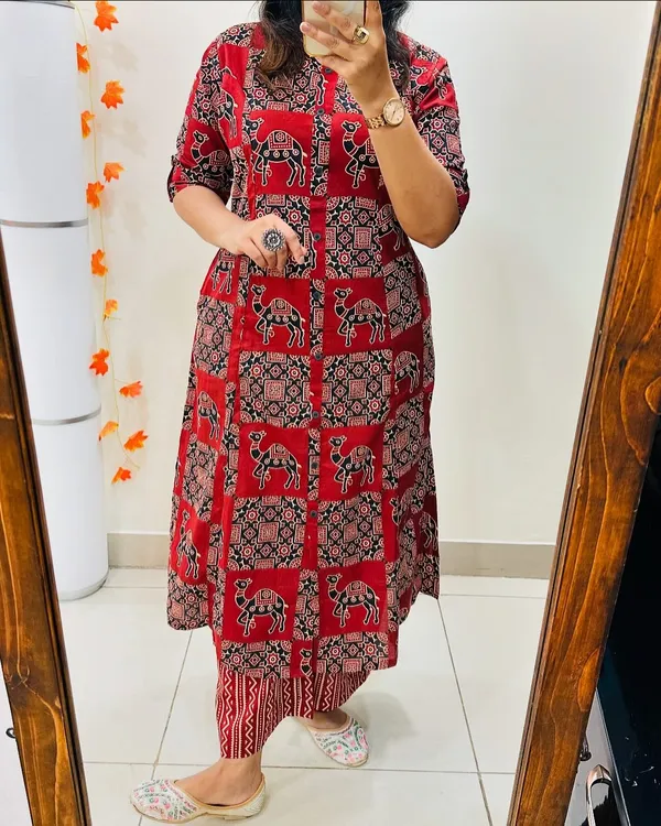 Ajrakh_print_Maroon_Cord_set