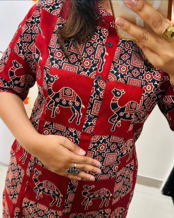 Ajrakh_print_Maroon_Cord_set