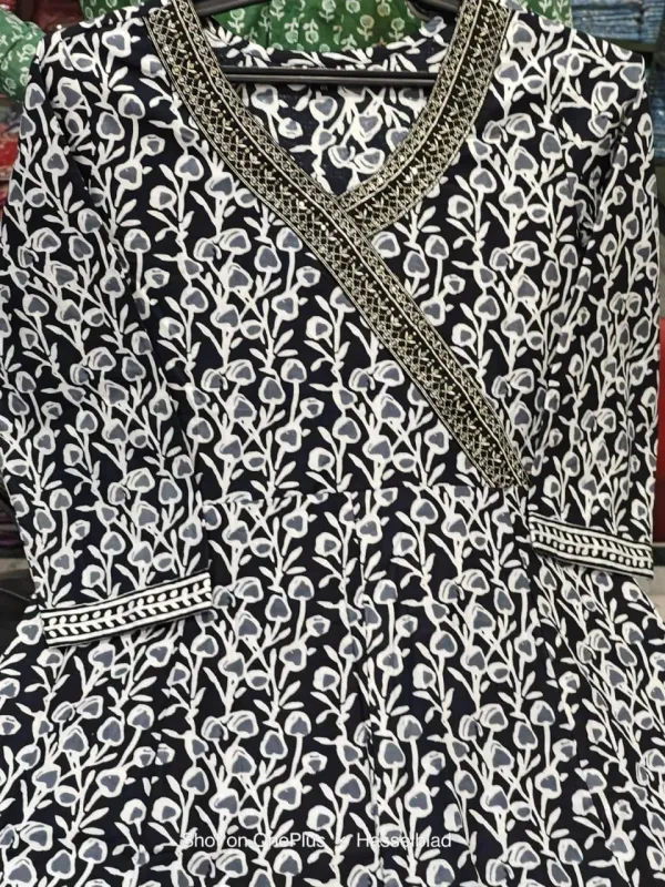 Black_pure_cotton_Embroidered_Kurta_&_Pants_with_Dupatta