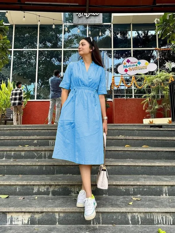 Blue_Cotton_Slub_Kurti_cum_midi_dress_with_Dori_Tussle_and_Pocket