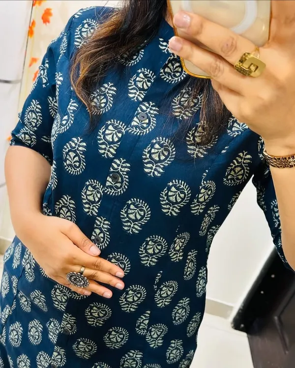 Blue_Printed_Cord_set_Indian_Cotton_Salwar_Kameez_A-Line_Kurti_Pant_Cord_Set_for_Women