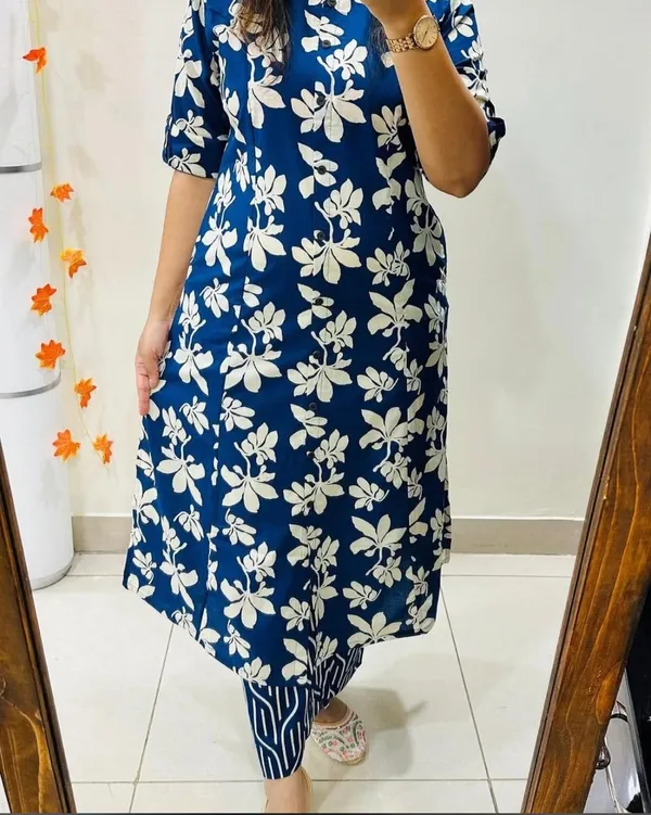 Blue_floral_Kurta_Pant_