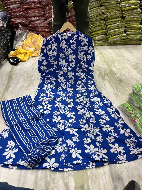 Blue_floral_Kurta_Pant_