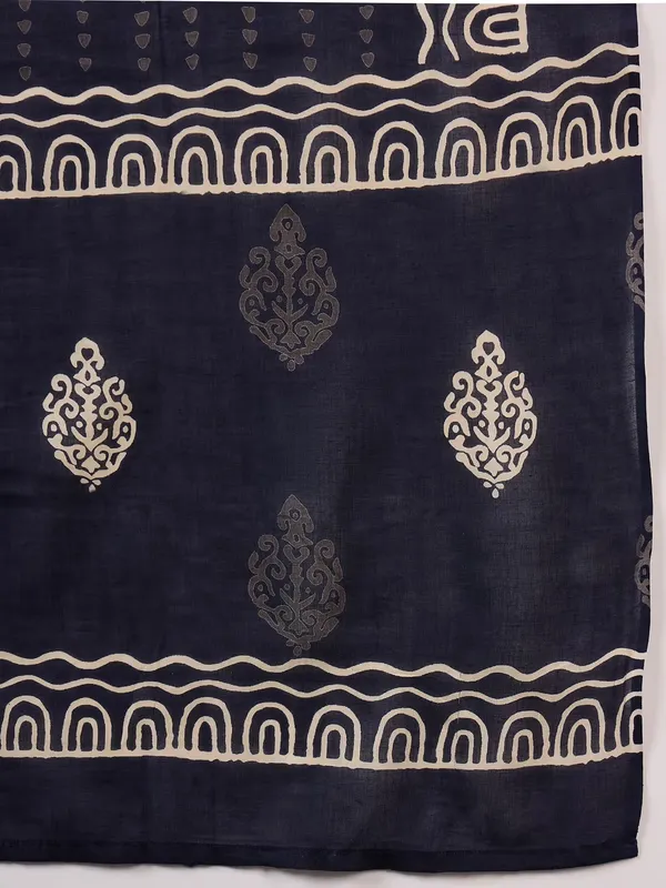 Dark_Blue_Discharge_print_with_Round_neck_embroidered_cotton_kurta_sets