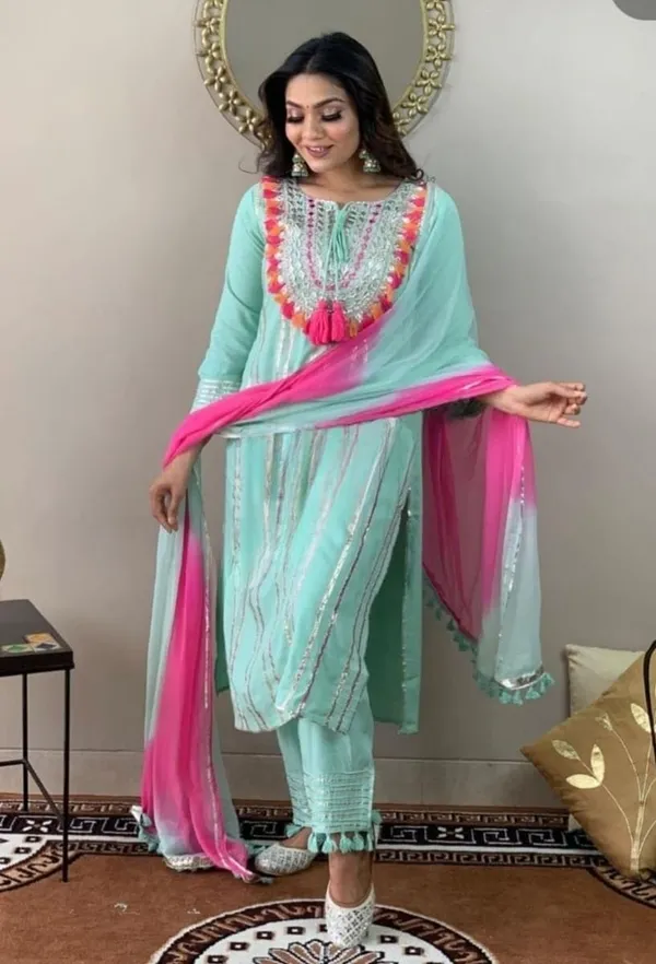 Ethnic_Blue_Lagoon_Rayon_Gotta_Patti_Embroidered__Kurta_Bottom_with_Pom-Pom_Dupatta_Set