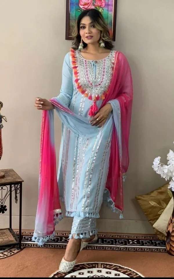 Ethnic_Sky_Blue_Rayon_Gotta_Patti_Embroidered__Kurta_Bottom_with_Pom-Pom_Dupatta_Set