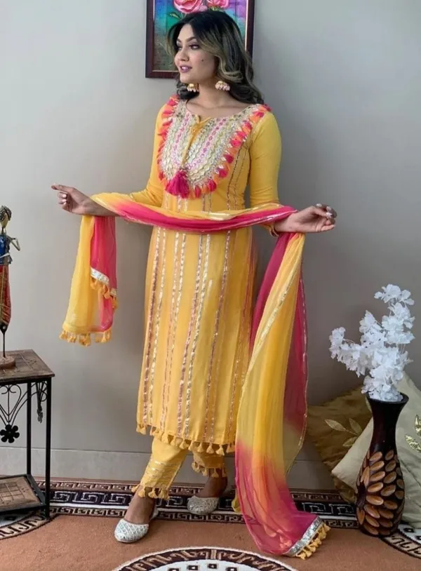 Ethnic_Yellow_Rayon_Gotta_Patti_Embroidered__Kurta_Bottom_with_Pom-Pom_Dupatta_Set