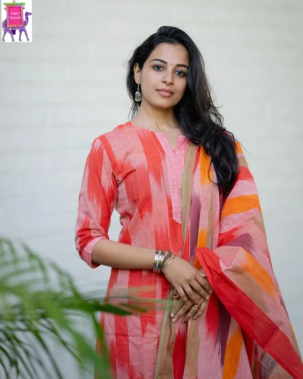 Peach_South_Special_Cotton_Ethnic_Wear_Kurta_Set_For_Women